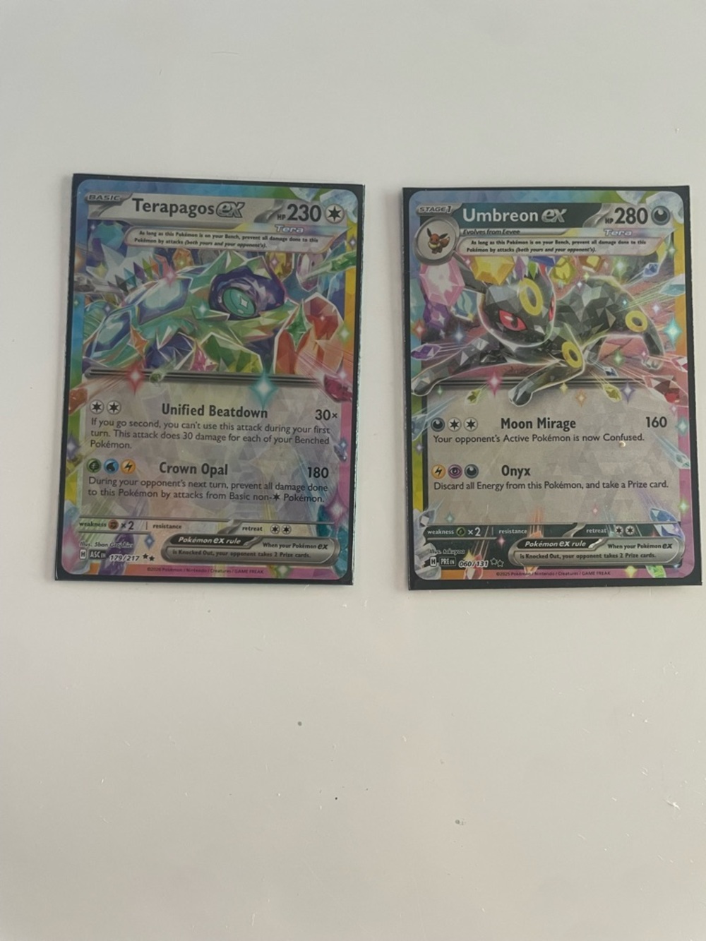 Pokemon Umbreon EX& Terapagos EX Bundle - Tera Holo Cards | Rare Pokemon TCG Lot